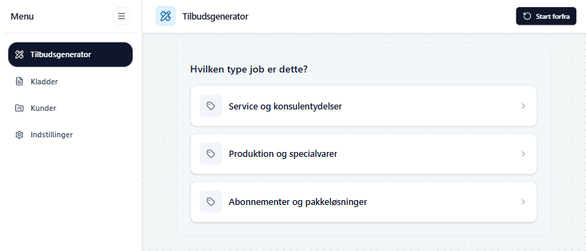 Tilbudsberegneren